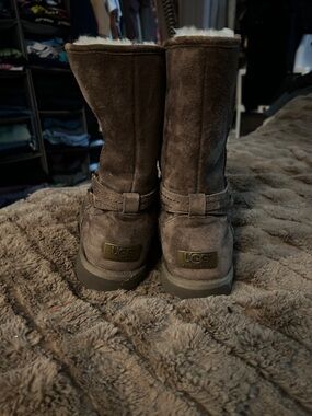 UGG Brown Suede Shearling Mid-Calf Boots